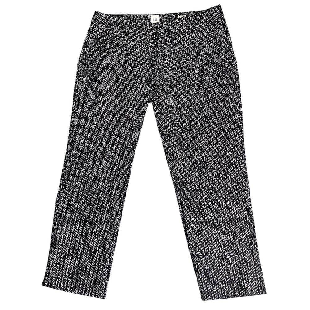 GAP Pants 6P Black White Dot Print Slim Cropped Stretch Preppy‎ Casual Work Chic